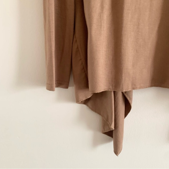 NWT Drape Front Open Cardigan Long Sleeve Irregular Hem Brown Cover Up Sweater! - Picture 12 of 15
